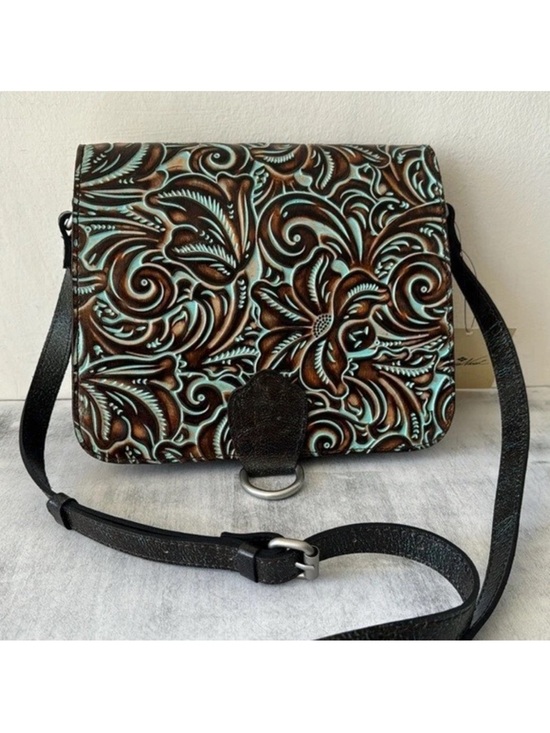 Patricia Nash Handbags - Patricia Nash IIina Turquoise Tooled Leather Floral Crossbody Bag